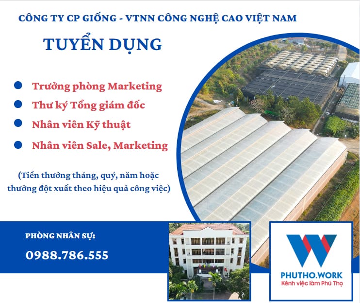 Cong Ty Cp Giong Vtnn Cong Nghe Cao Viet Nam Thong Bao Tuyen Thu Ky Tgd Nv Ky Thuat Sale Marketing Truong Phong Marketing 1