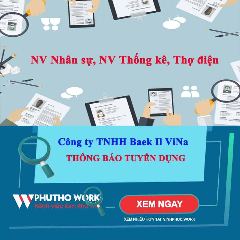 Cong Ty Tnhh Baek Il Vina Tuyen Dung Nhan Vien Nhan Su Nhan Vien Thong Ke Tho Dien 3