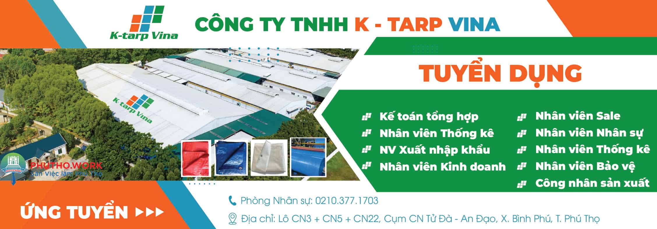 Công ty TNHH K-Tarp Vina Thông báo Tuyển dụng Đầu năm 2026